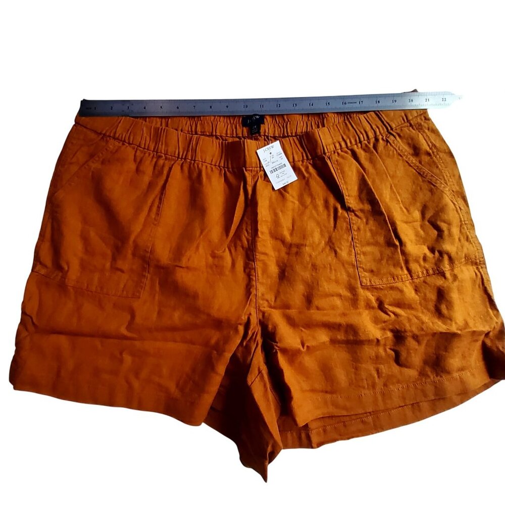 J.Crew Womens Rust Orange Linen Blend Shorts Size 2X Summer Casual Lightweight - Picture 3 of 12